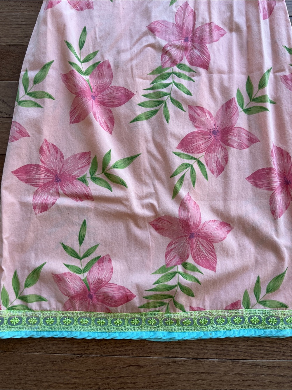 Roxy Pink Floral Mini Sun Dress with Green Accents - Picture 3 of 5